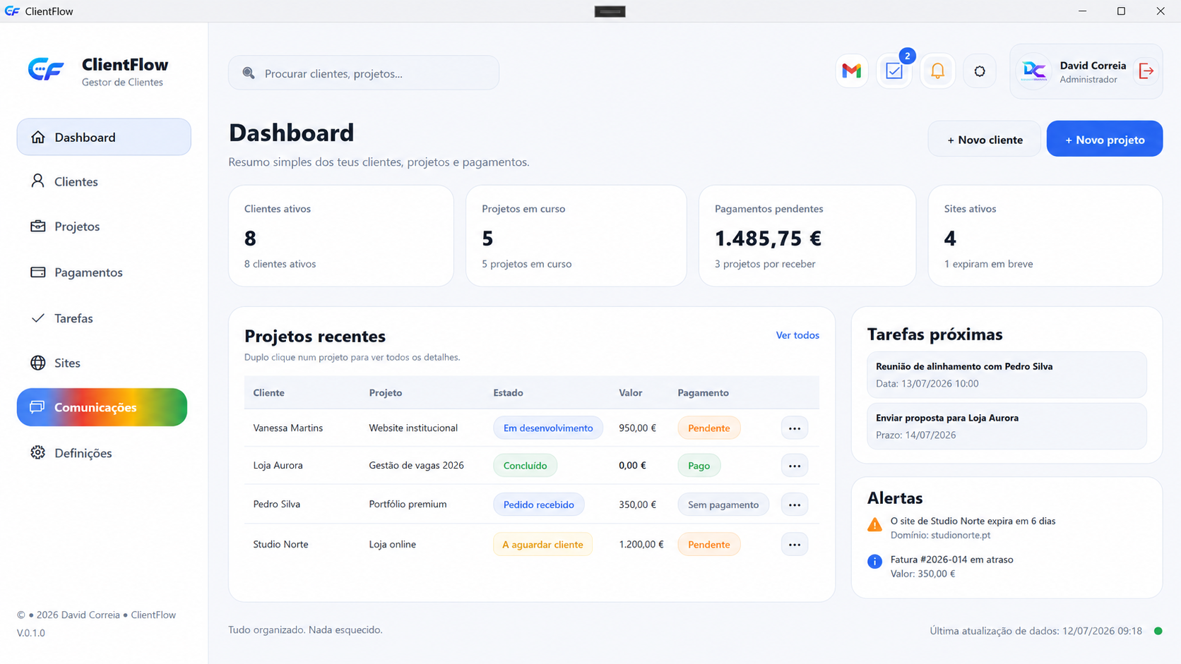 Pré-visualização de email na ClientFlow